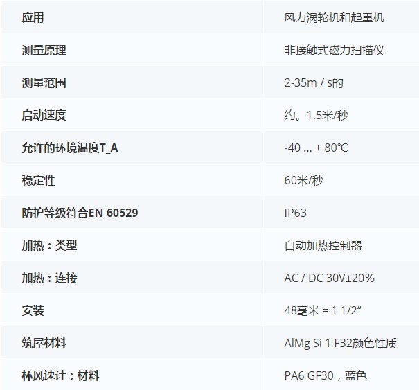 德***科瑞文KriwanINT1葉片風速傳感器02N222技術(shù)參數(shù)