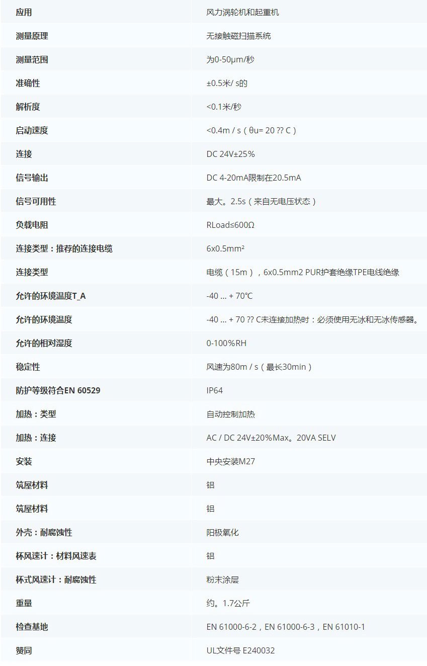 德***科瑞文KriwanINT10風(fēng)速傳感器13N290S22技術(shù)參數(shù)