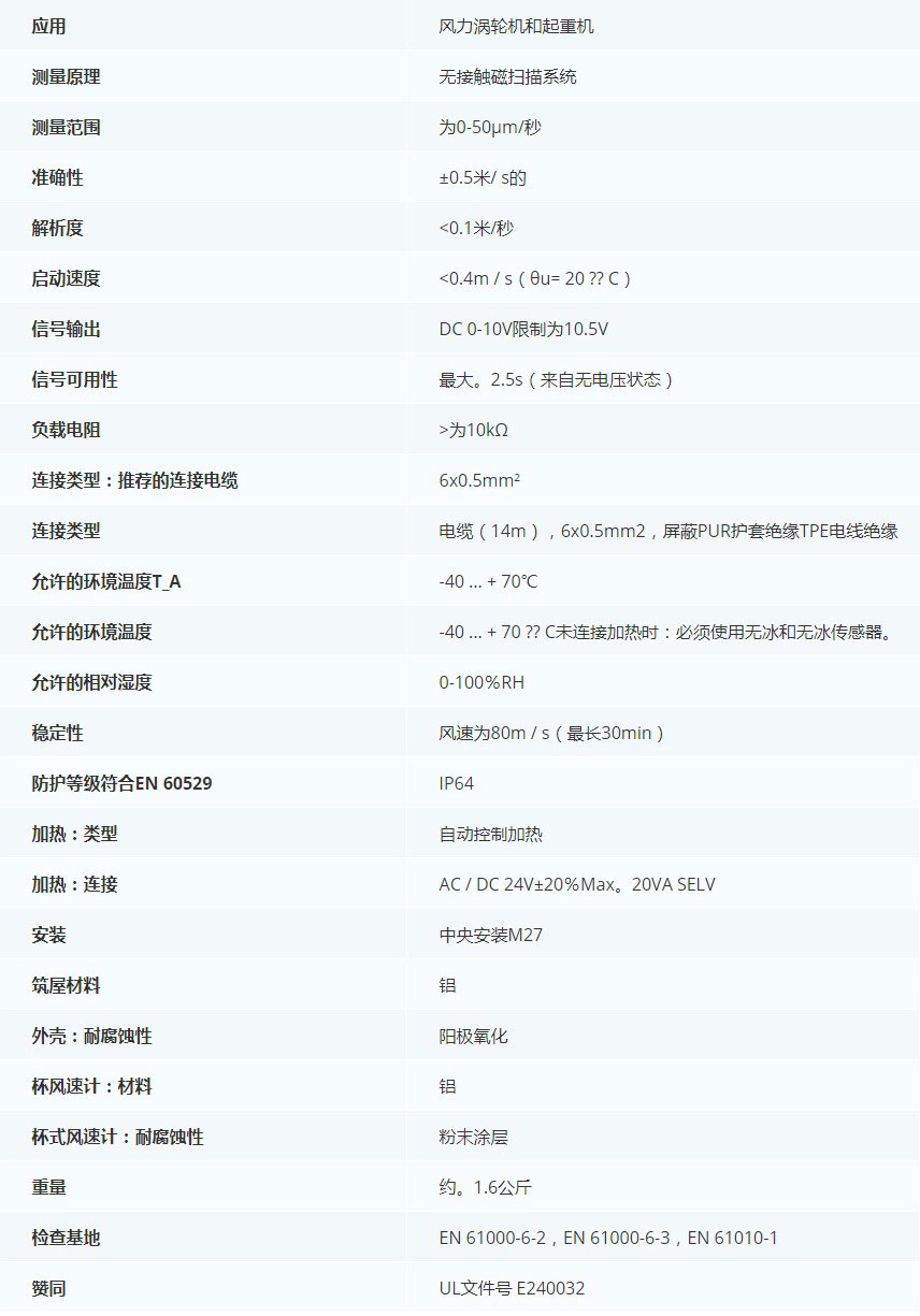 德***科瑞文Kriwan　INT10 風(fēng)速傳感器13N298技術(shù)參數(shù)