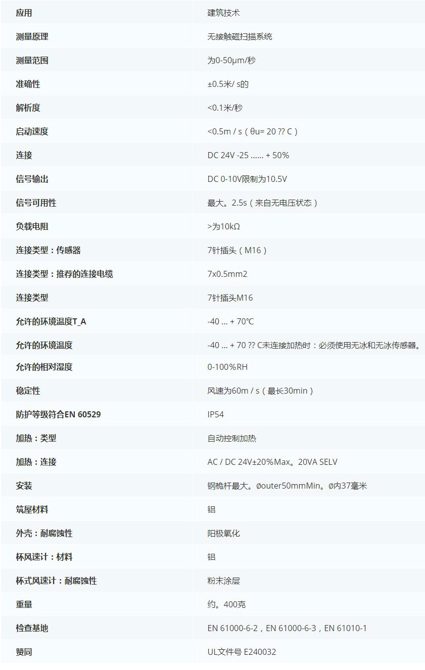 德***科瑞文KriwanINT10 BA風(fēng)速傳感器13N540技術(shù)參數(shù)