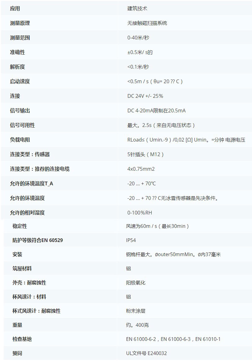 德***科瑞文KriwanINT10 H風(fēng)速傳感器13N500技術(shù)參數(shù)
