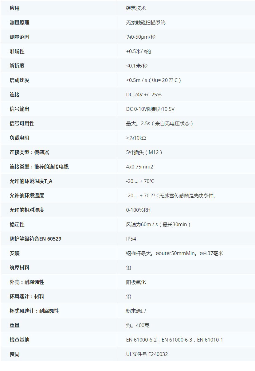 德***科瑞文KriwanINT10 H風(fēng)速傳感器13N510S21技術(shù)參數(shù)