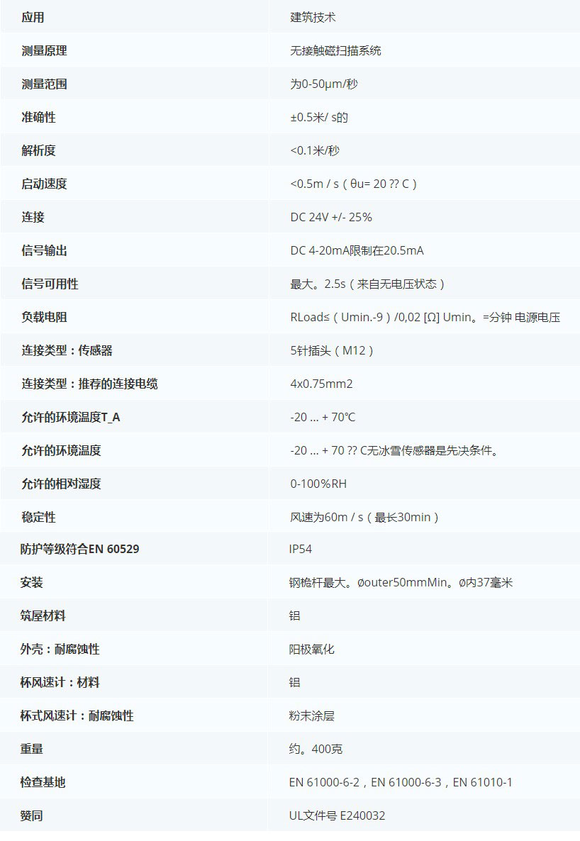 德***科瑞文KriwanINT10 H風(fēng)速傳感器13N500S21技術(shù)參數(shù)