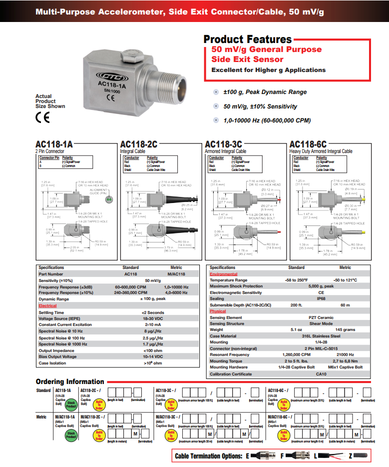 CTC 多用途加速度振動計AC118技術(shù)參數(shù)